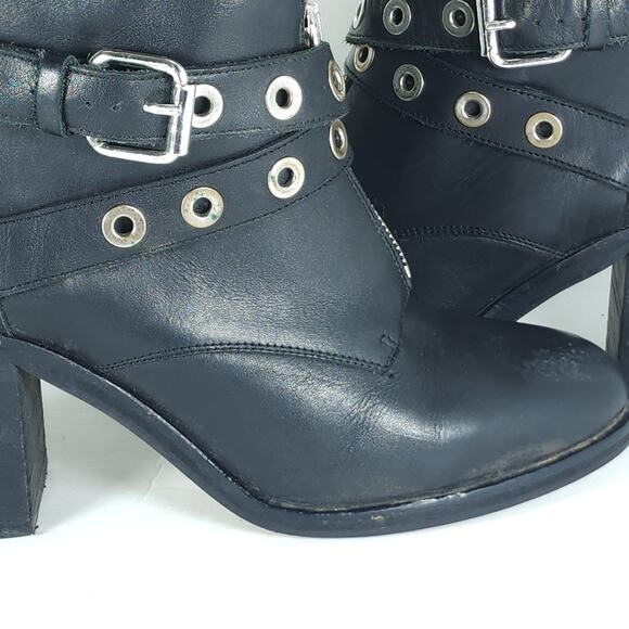 Office London Women’s US7,5 EU38 Black Leather Front Zip Studded Ankle Booties - Picture 15 of 16